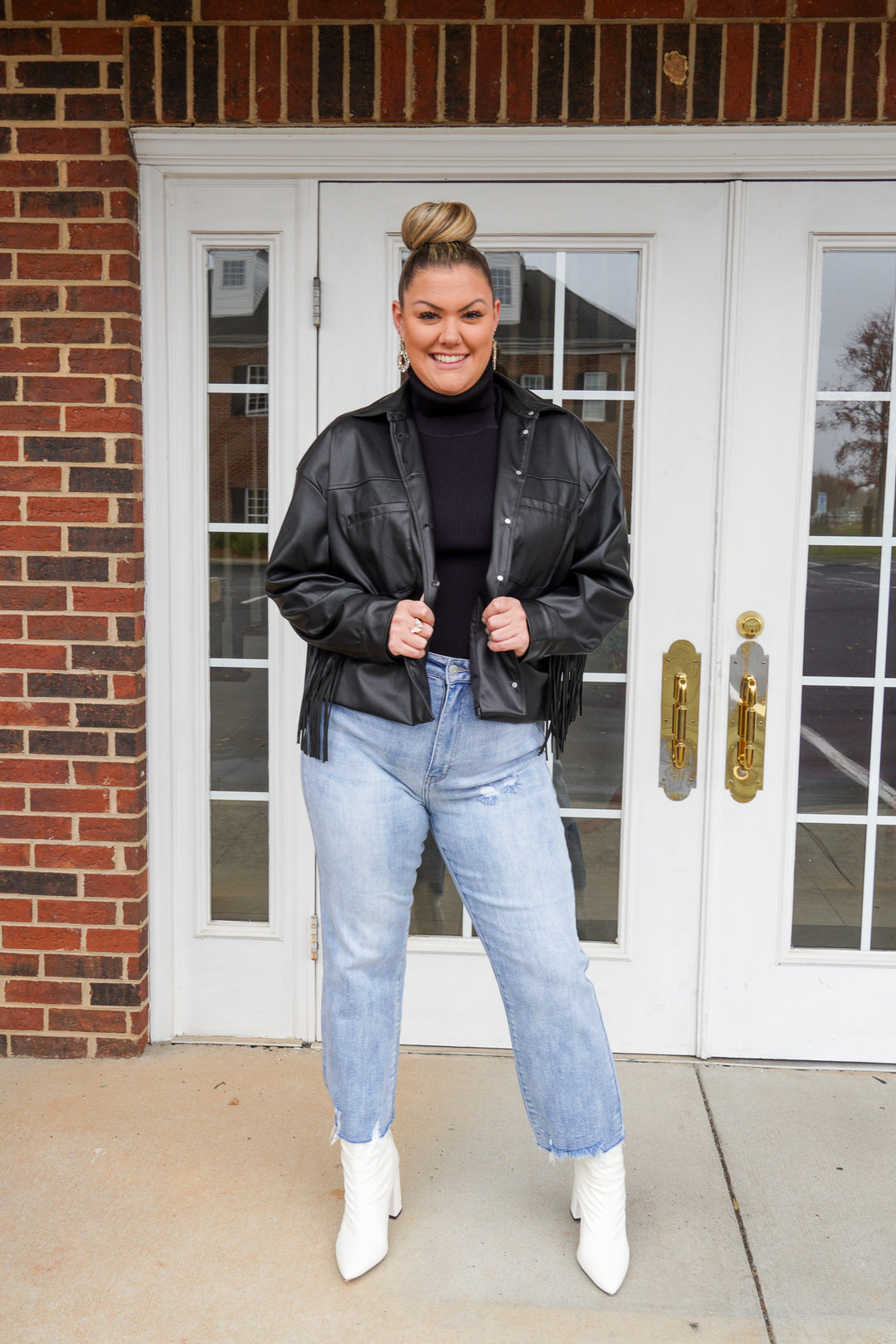 Faux Leather Fringe Jacket