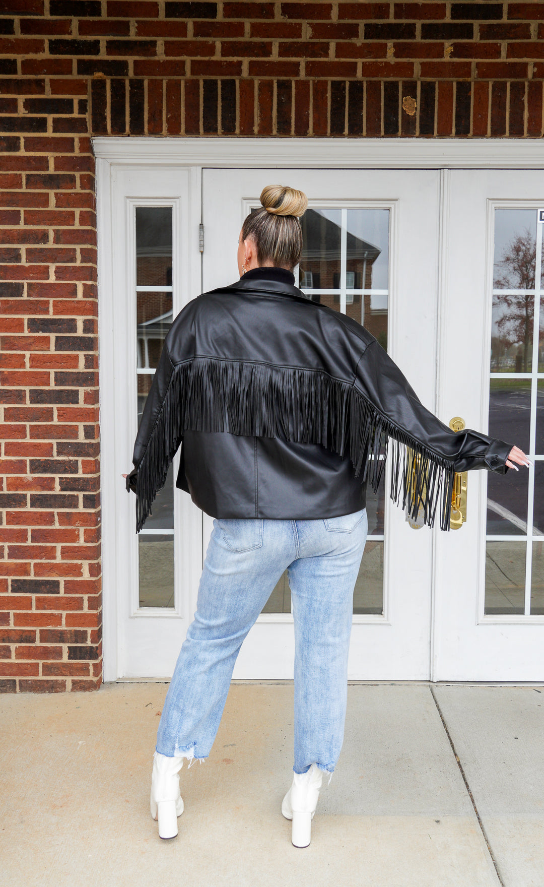 Faux Leather Fringe Jacket