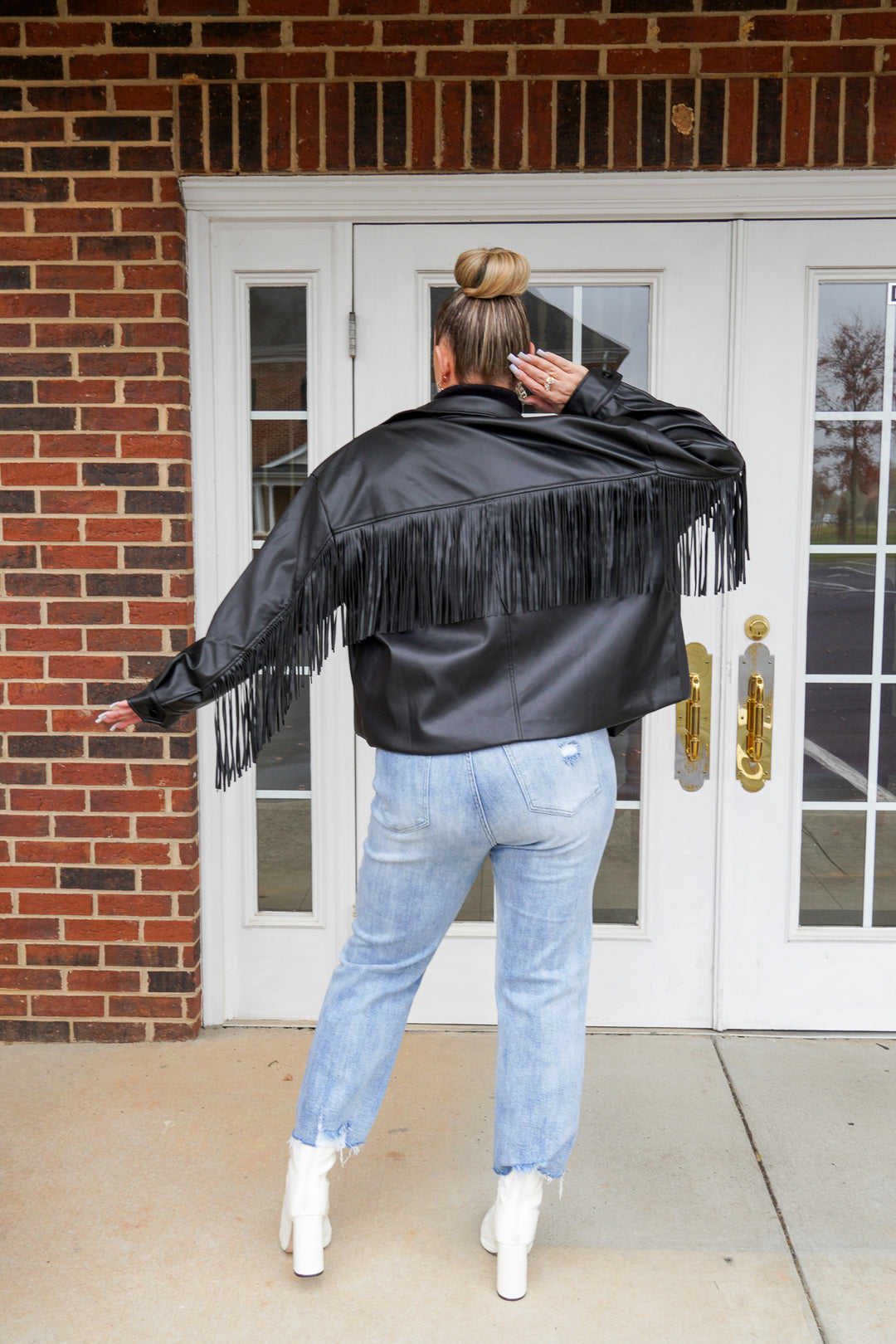 Faux Leather Fringe Jacket