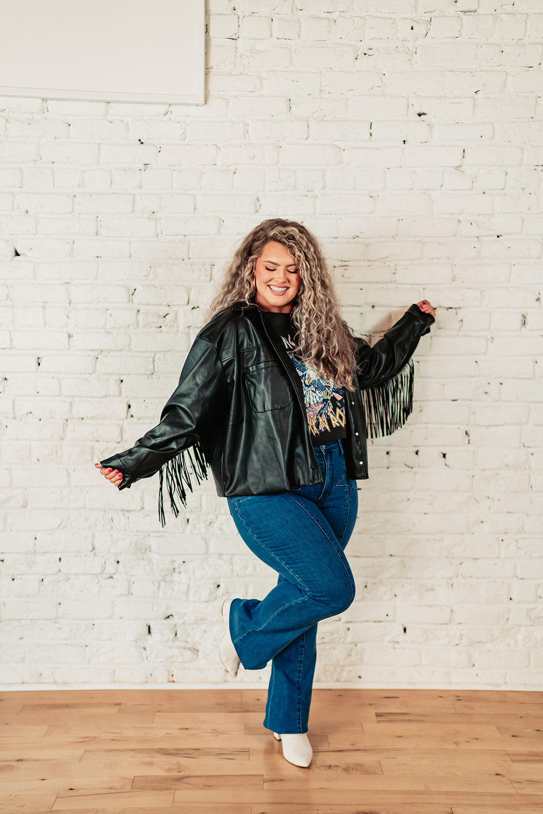 Faux Leather Fringe Jacket